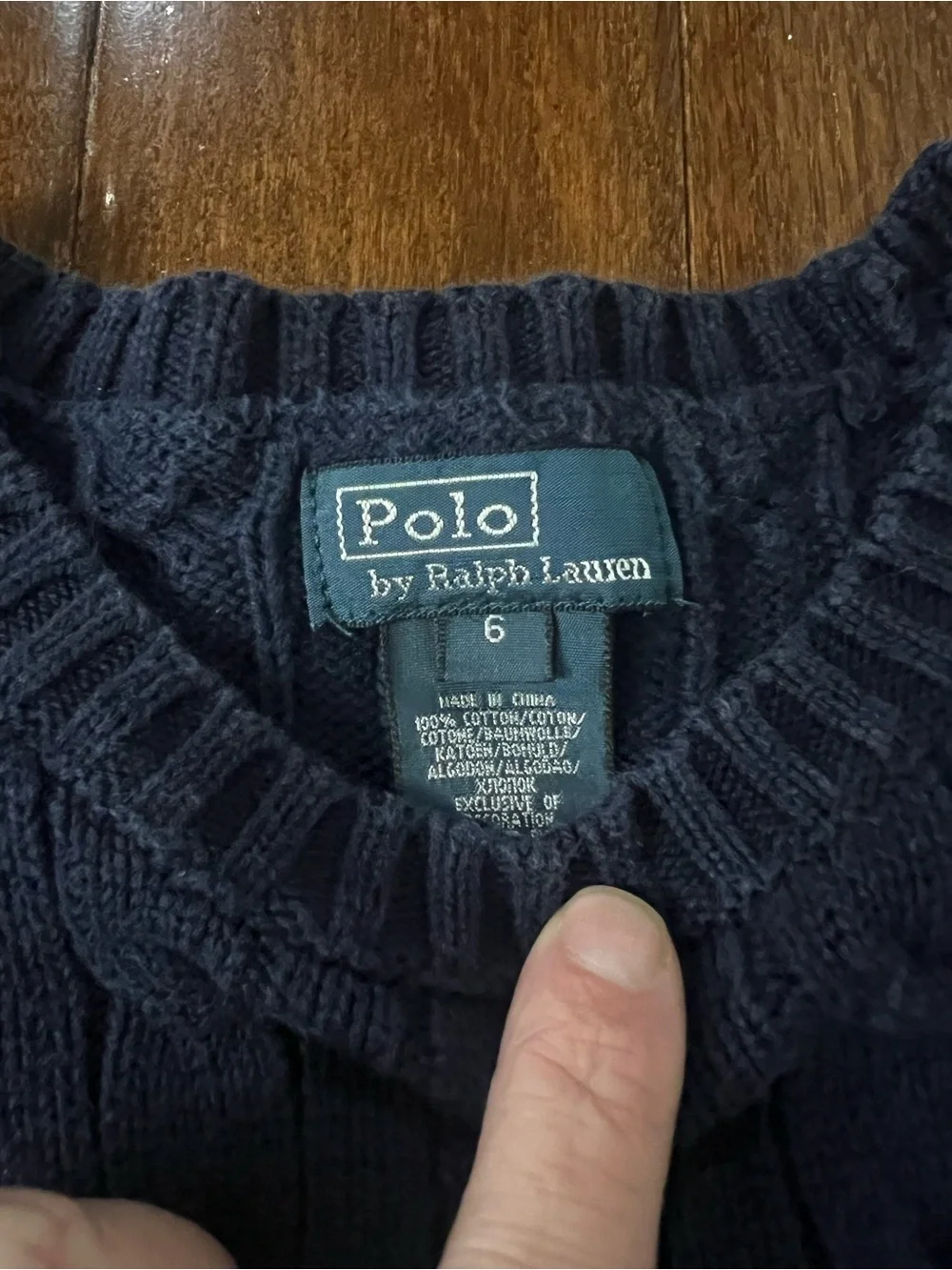 Polo Ralph Lauren Boys Navy Cable Knit Cotton Sweater Size 6